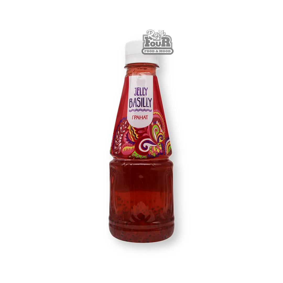 Drink "Jelly Basilly" with pomegranate flavor and basil seeds 300ml